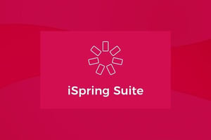 Image illustrative rouge avec le logo du logiciel iSpring Suite