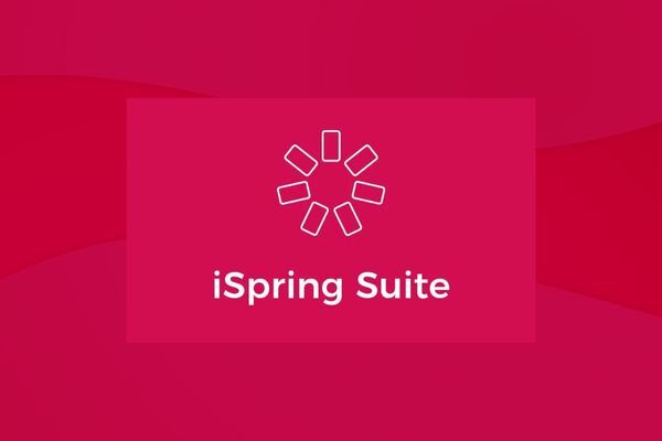 Image illustrative rouge avec le logo du logiciel iSpring Suite